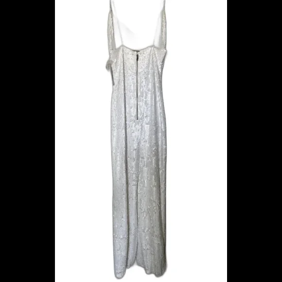 NEW Alice + Olivia Valli Cut Out Cami Maxi Dress White Sequins Size 6 Wedding - Picture 7 of 12